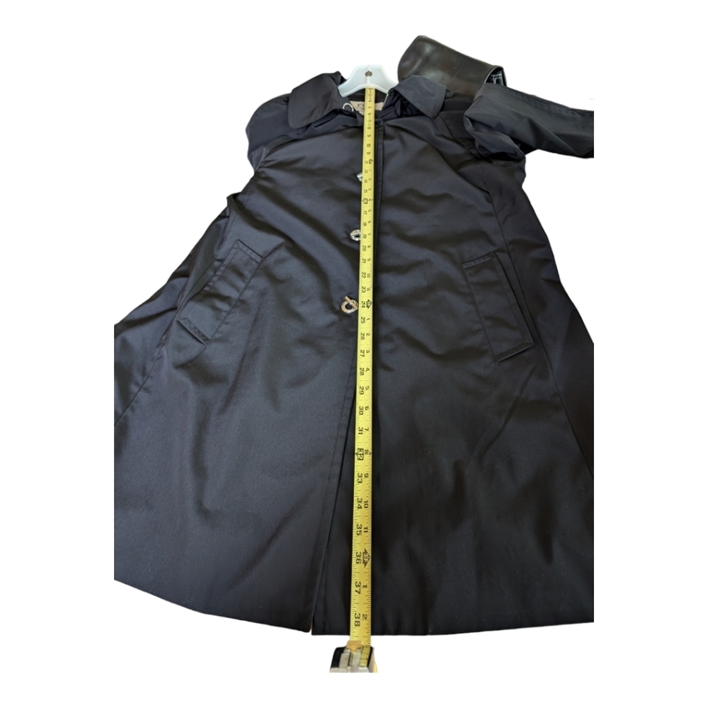FOG by London Fog Black Lightweight Hooded Trench Coat Size Large EUC - Picture 4 of 7